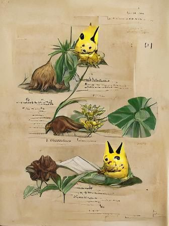 Pikachu as Victorian Botanical Illustration