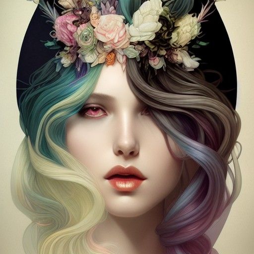 Ethereal Androgynous Goddess in Rococo Dress