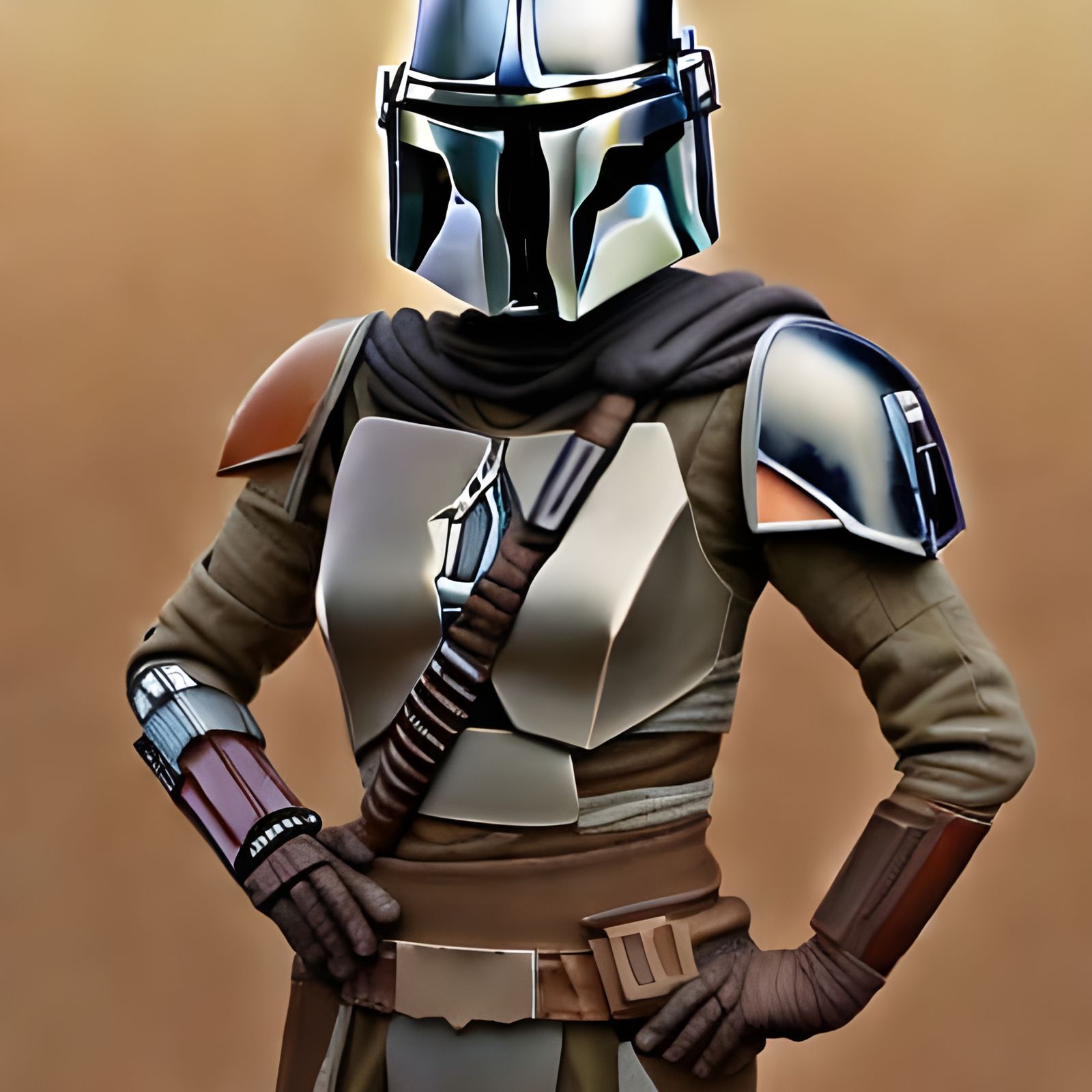 Sand Mandalorian Sculpture in Detailed 3D Digital Art