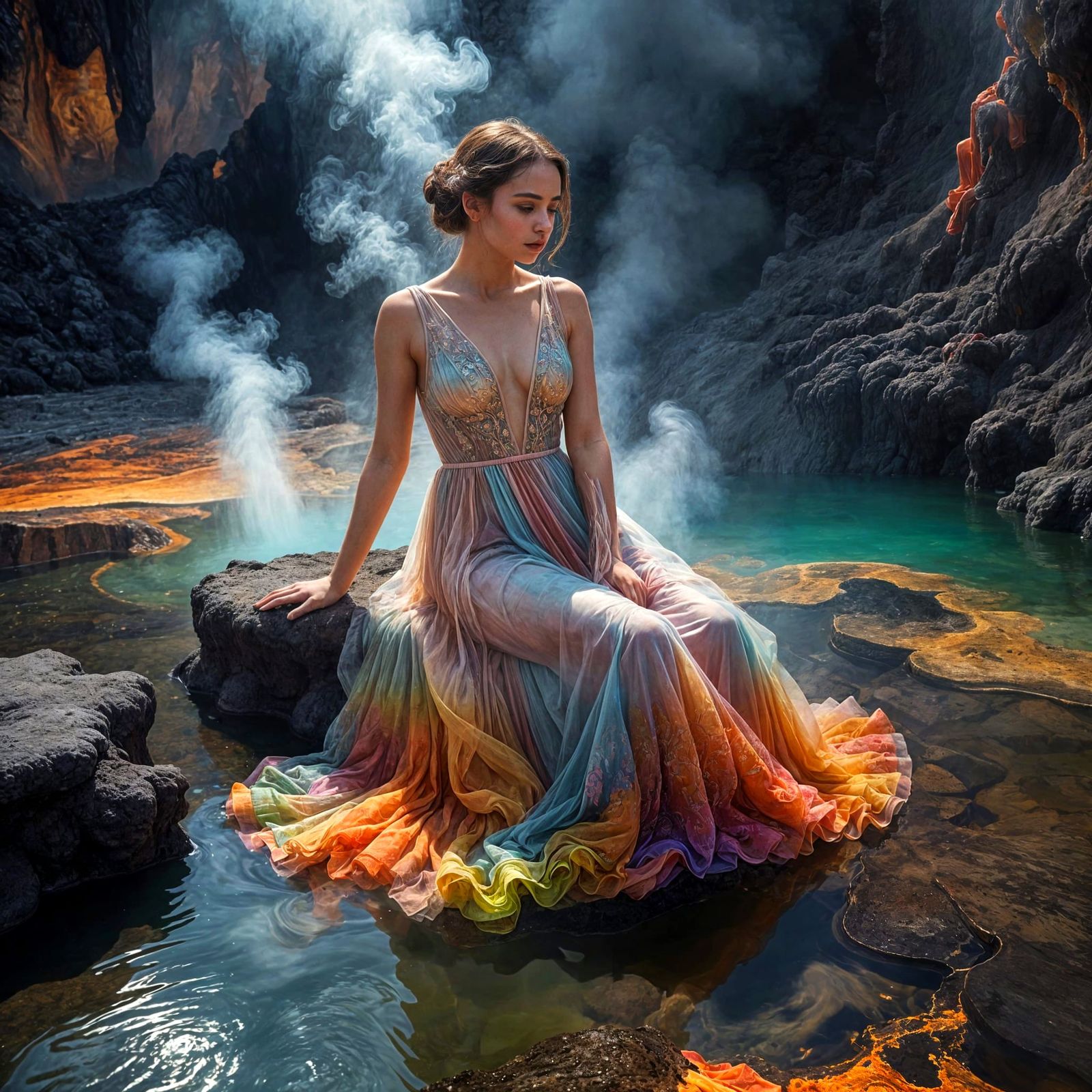 Ethereal Beauty Amidst Chromatic Volcanic Pools in Baroque S...
