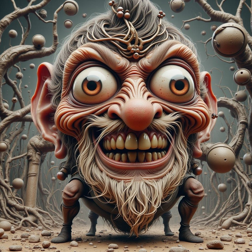 Surreal Sci-Fi Painting of Man on Bubble Over City