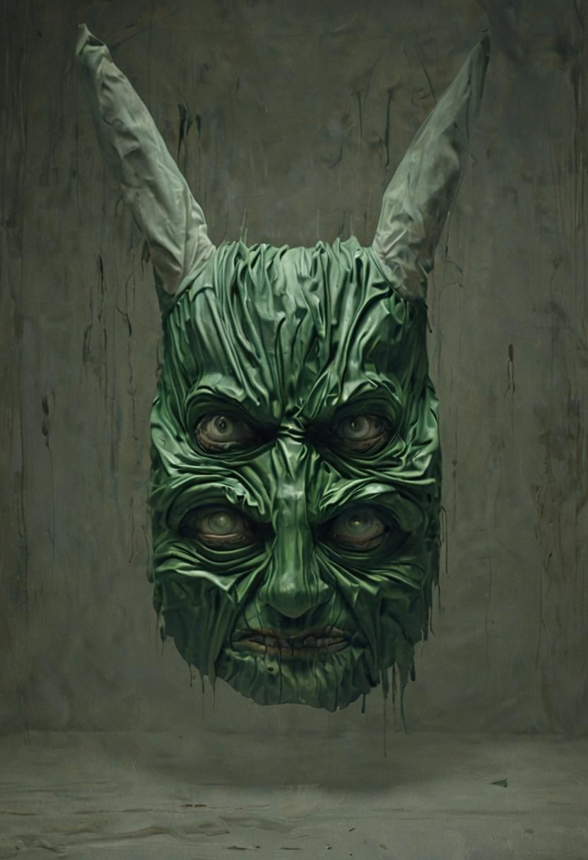 Eerie Surreal Figure in Grotesque Costume