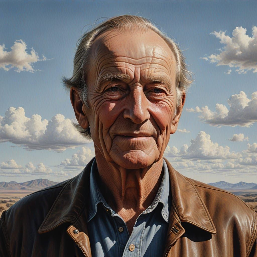 Photorealistic Portrait of an Elderly Man in 1977