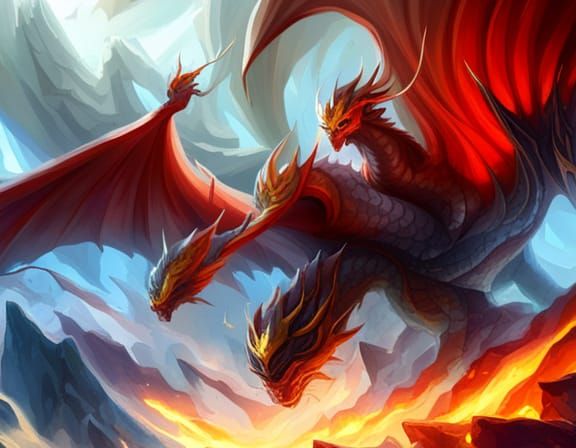 Majestic Dragon of Smoke and Fire: Fantasy Art