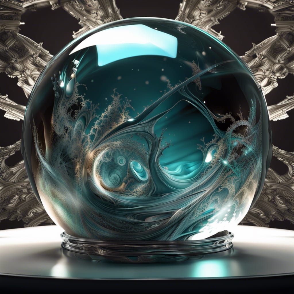 Glass Sphere with Fractal Cracks: Detailed CGI Art