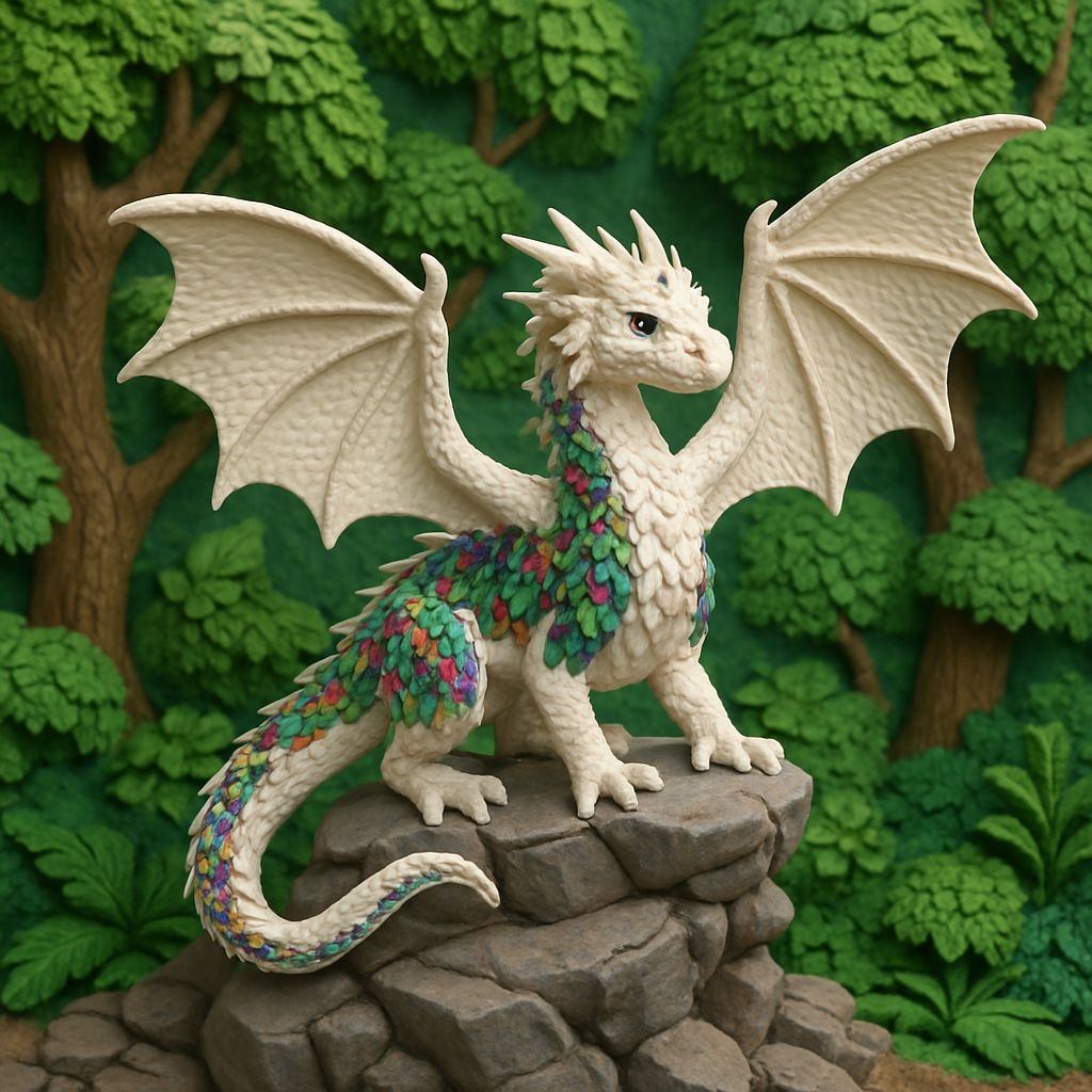 Intricate Polymer Clay Dragon with Metallic Scales