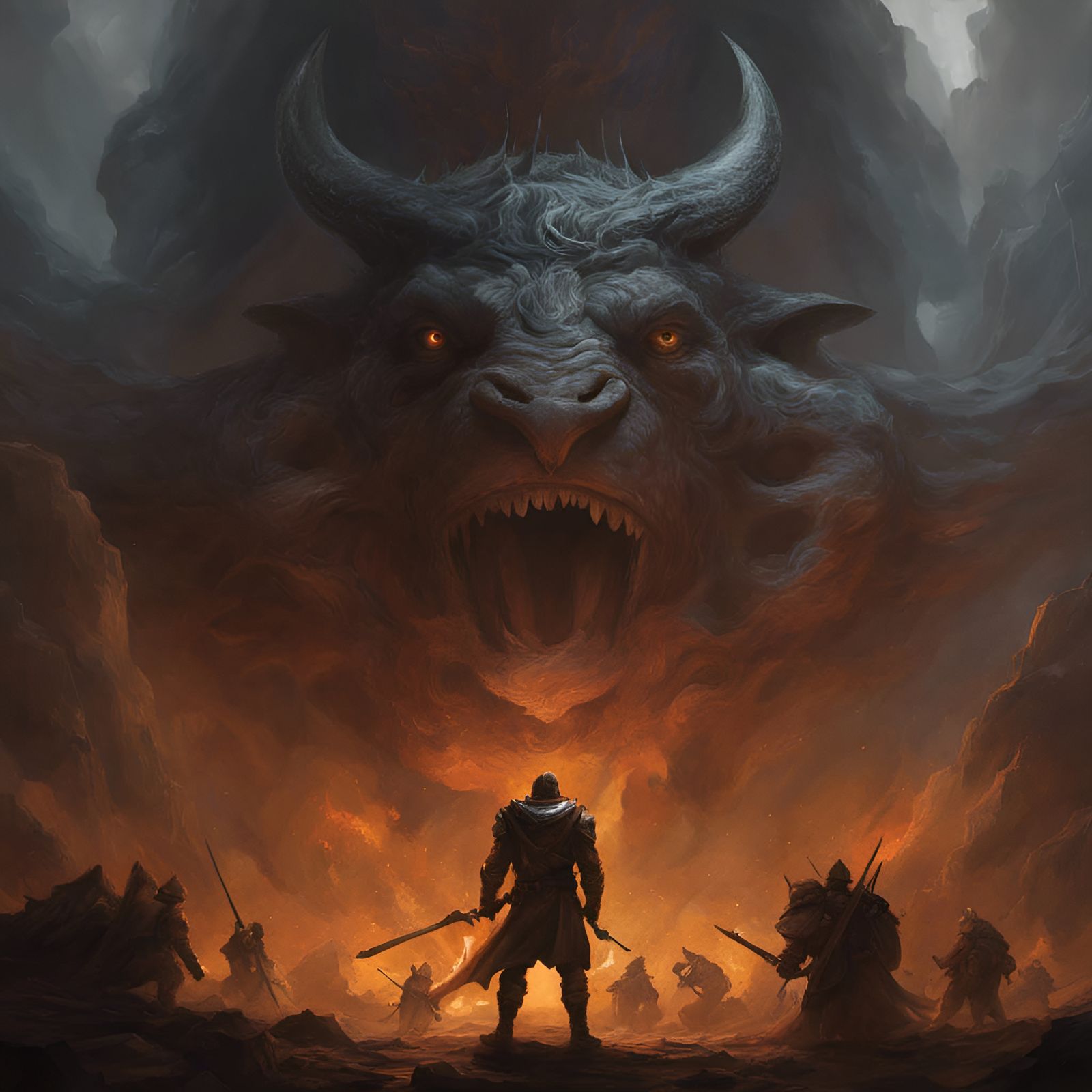 Dystopian Medieval Scene in Oils