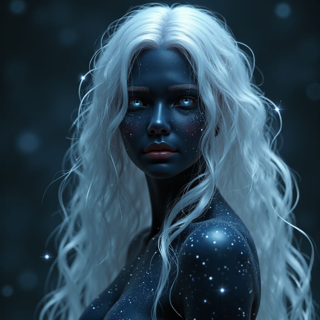 Night Sky Woman with Starlight Hair