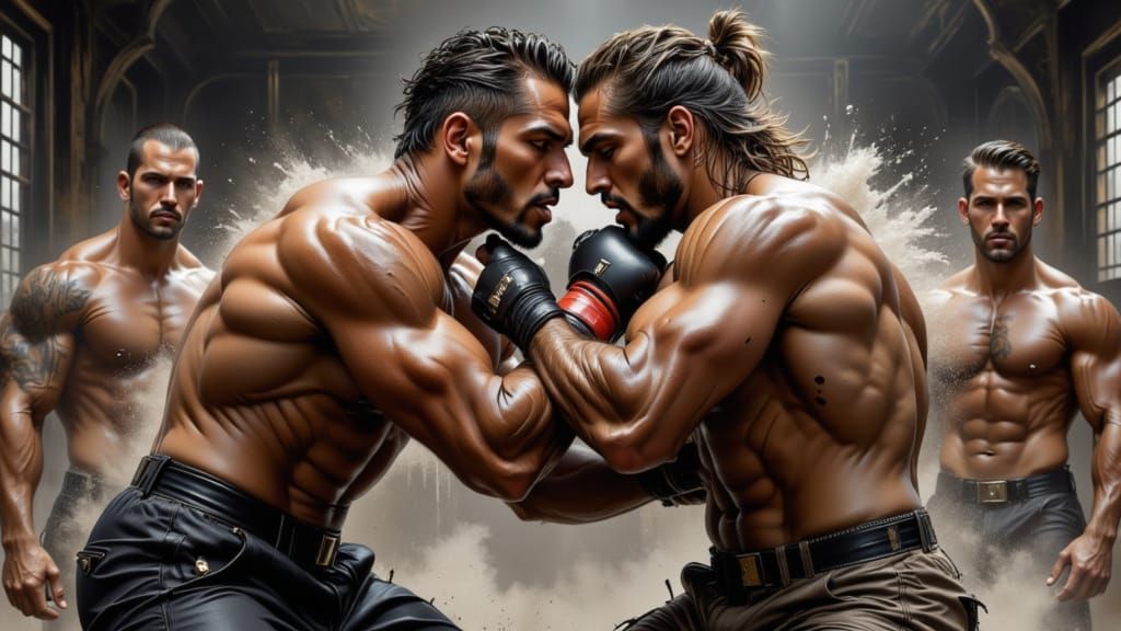 Intense Prison Fight Between Muscular Men