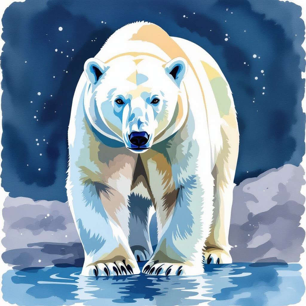 Watercolor Painting of a Polar Bear