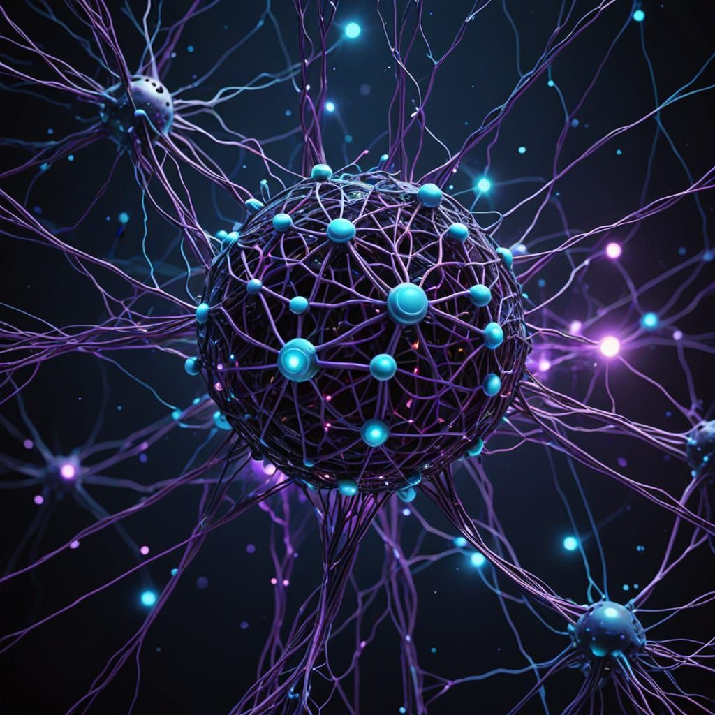 Futuristic Neural Network Illustration with Glowing Nodes