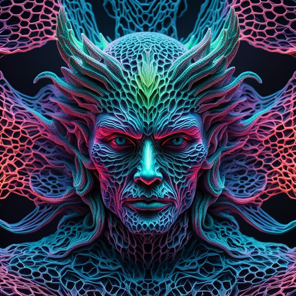 Psychedelic Crystal Angel in Neon Colors