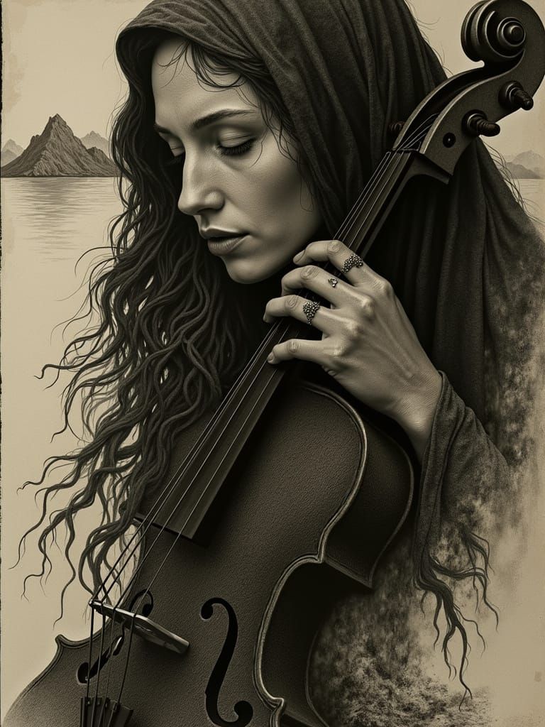 Veiled Goddess in a Sacred Mountain Landscape