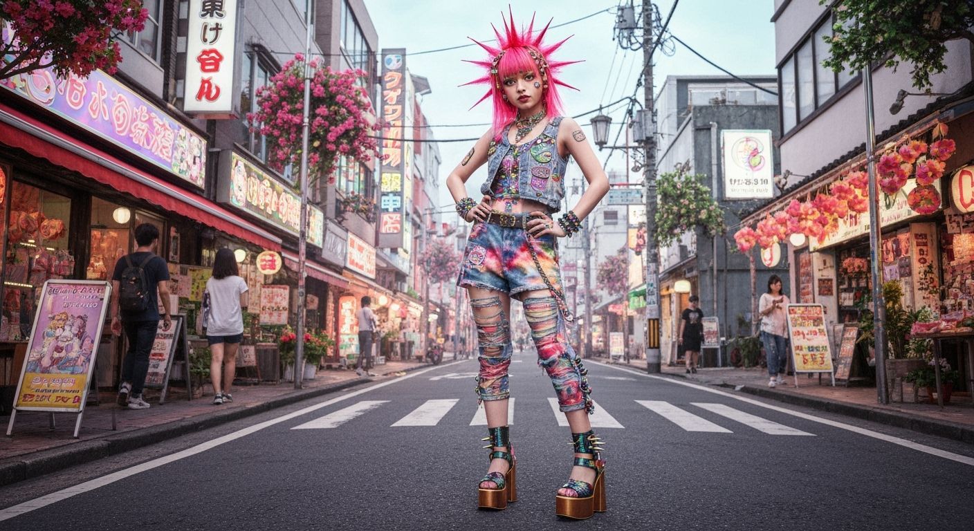 Punk Gyaru Girl in Okinawa, Biomechanical Pop Art Style