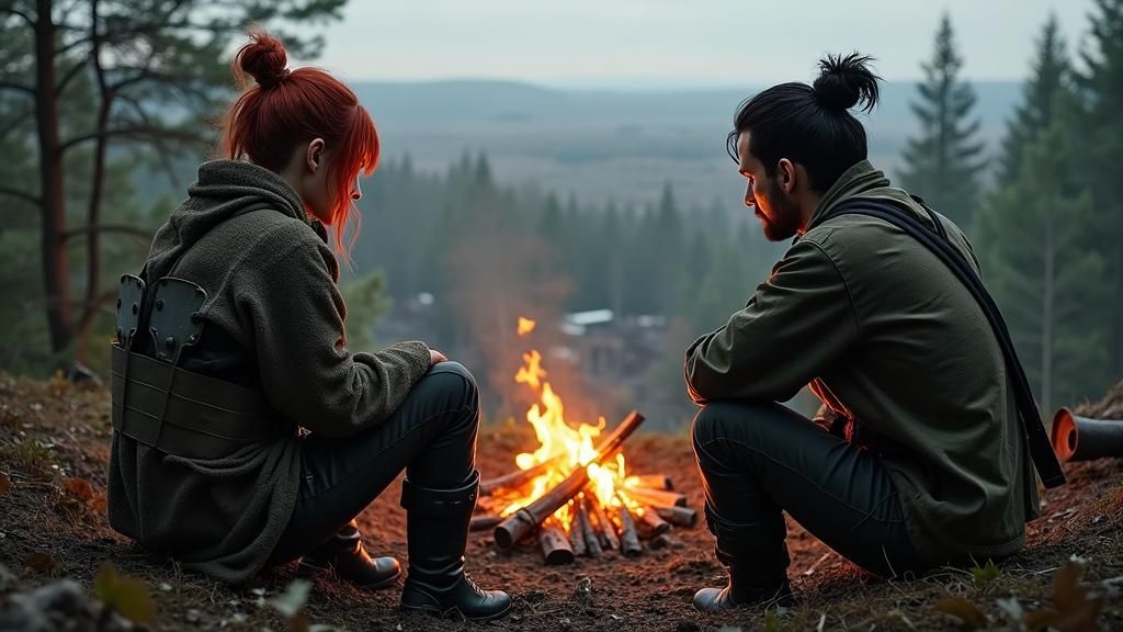 Survivors Camp in a Post-Apocalyptic Wasteland