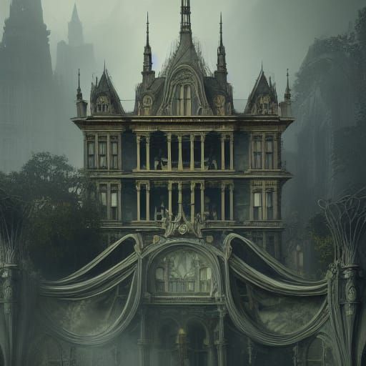 Art Nouveau Tea Set in Rococo Architecture