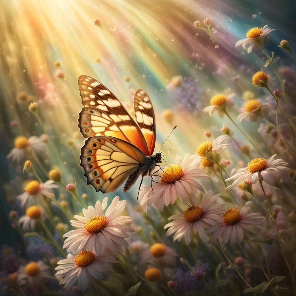 Rainbow Butterfly in Sunlight: Classical Realism