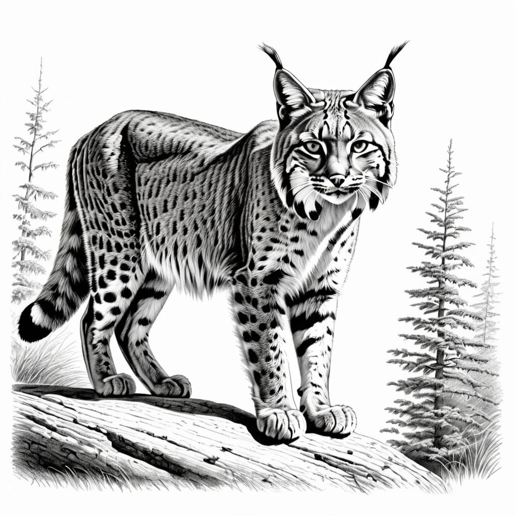 Hyper Realistic Pencil Drawing of a Bobcat