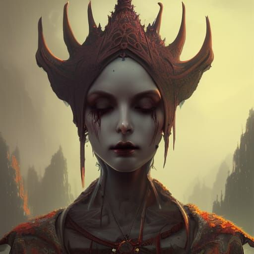 Vampire Priestess Portrait in Dark Fantasy Style