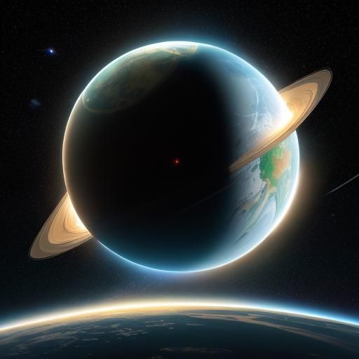 Saturn's Rings Glow in Sci-Fi Space Art