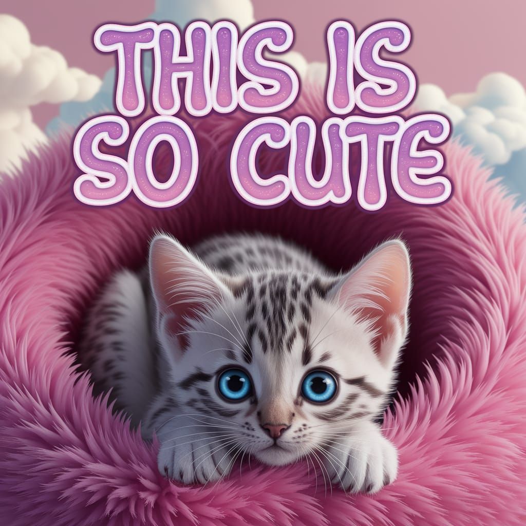 In a vibrant 3D render, the text "this is so cute" curls acr...