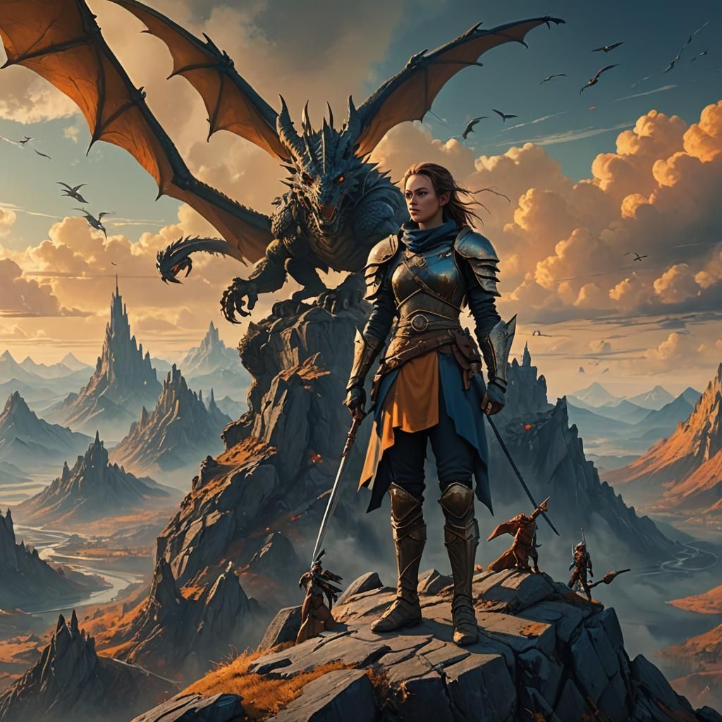 Female Warrior in War-Torn Landscape: Digital Matte Painting