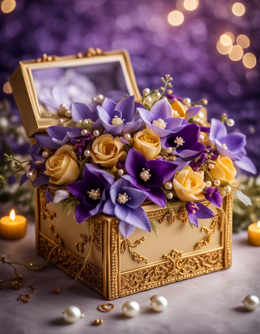 Exquisite Floral Wedding Box with Porcelain Details