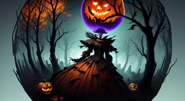 Halloween Ghoul in Glass Sphere: Digital Painting