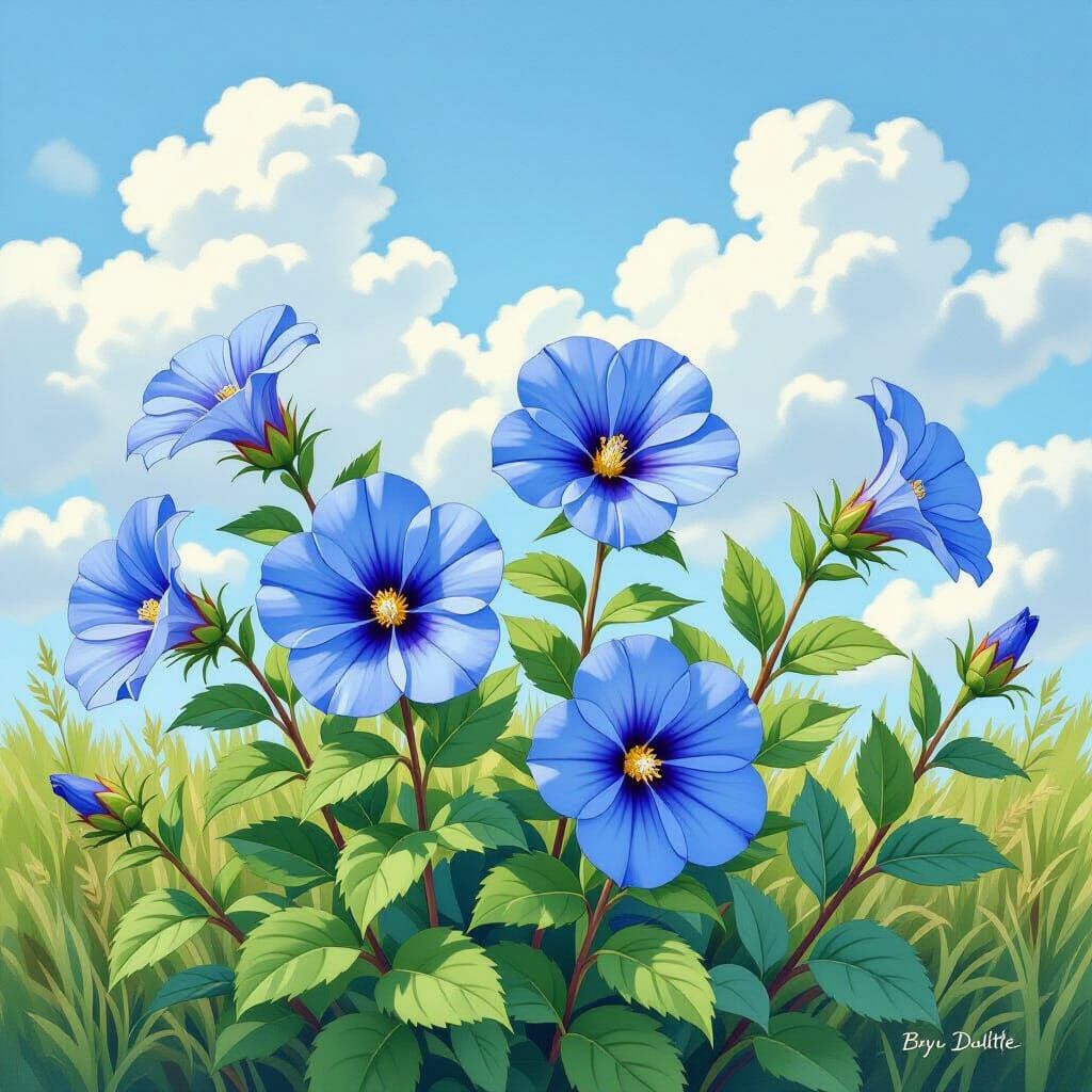 Alaska State Flowers in Watercolor Style