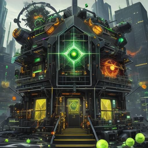 Cyberpunk Alchemist City in the Sky