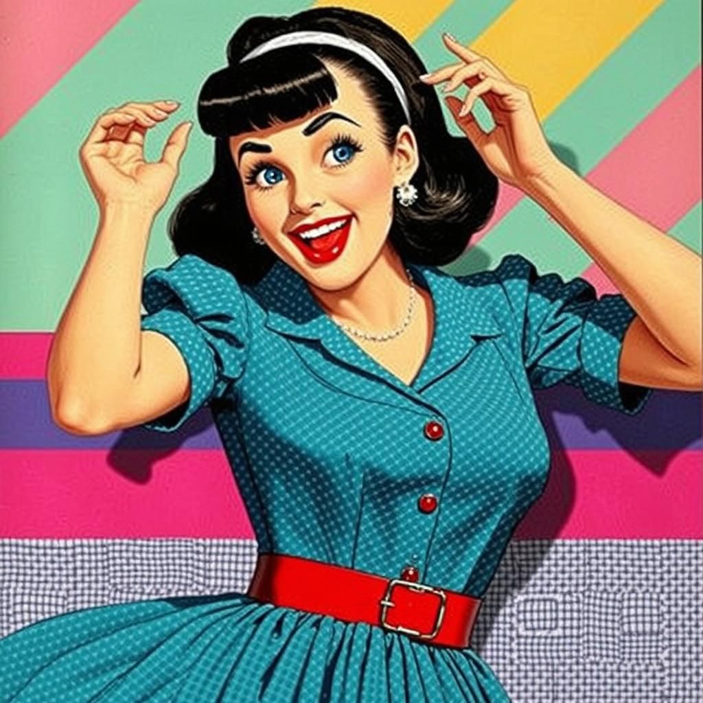 Retro Mashup: Woman's Portrait in Rockwell Style