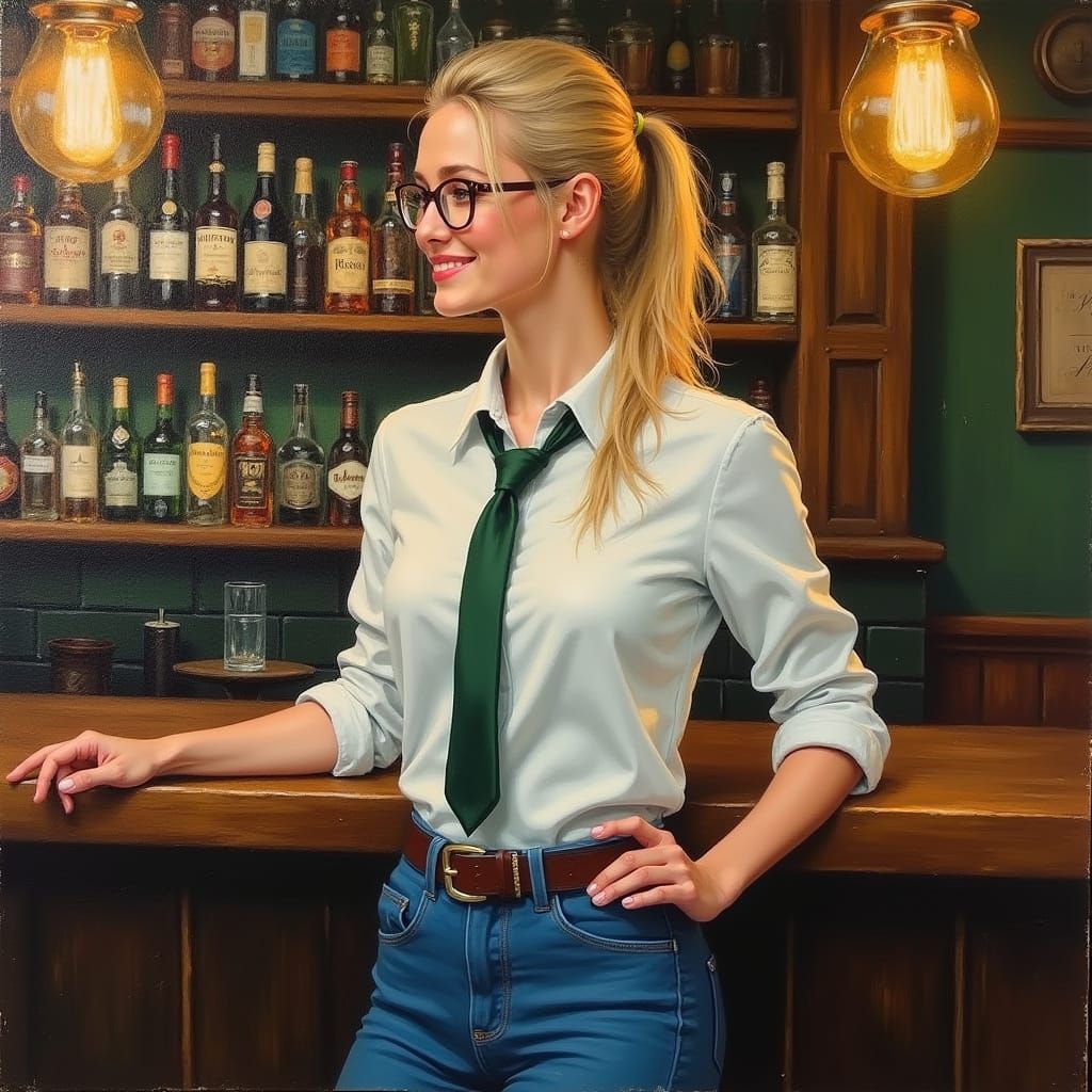 A Post-Impressionist Irish Pub Scene with a Warm Smile