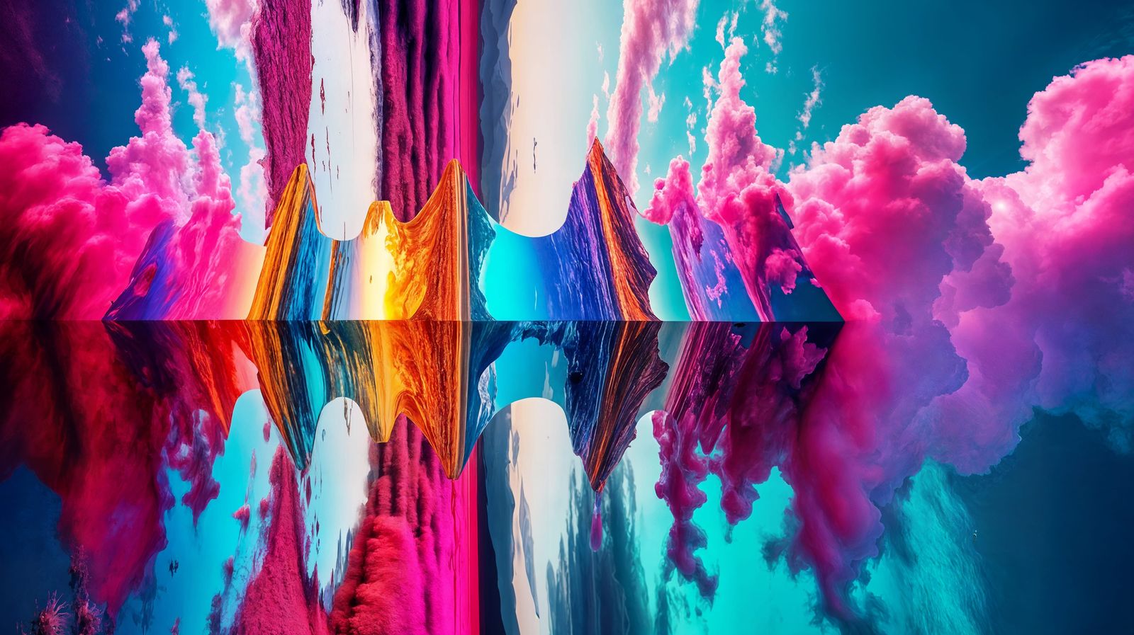 Surreal Melting Mirrorscape in Artpunk Style