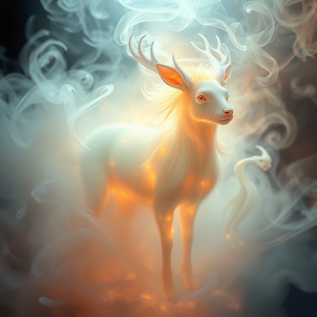 Ethereal Smoke Forms Whimsical Ghostly Creatures