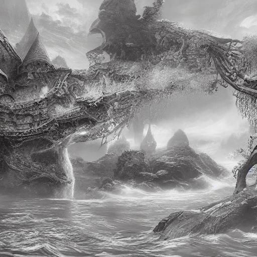 Baby Mermaid in Ocean Depths: Detailed Charcoal Drawing