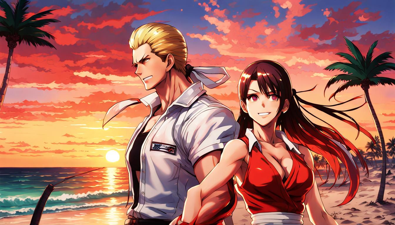 Mai Shiranui and Andy Bogard on Miami Beach