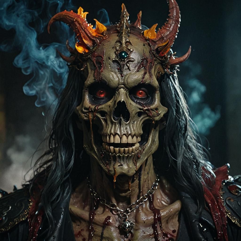 Decaying Zombie Lich Melts into Smokey Darkness