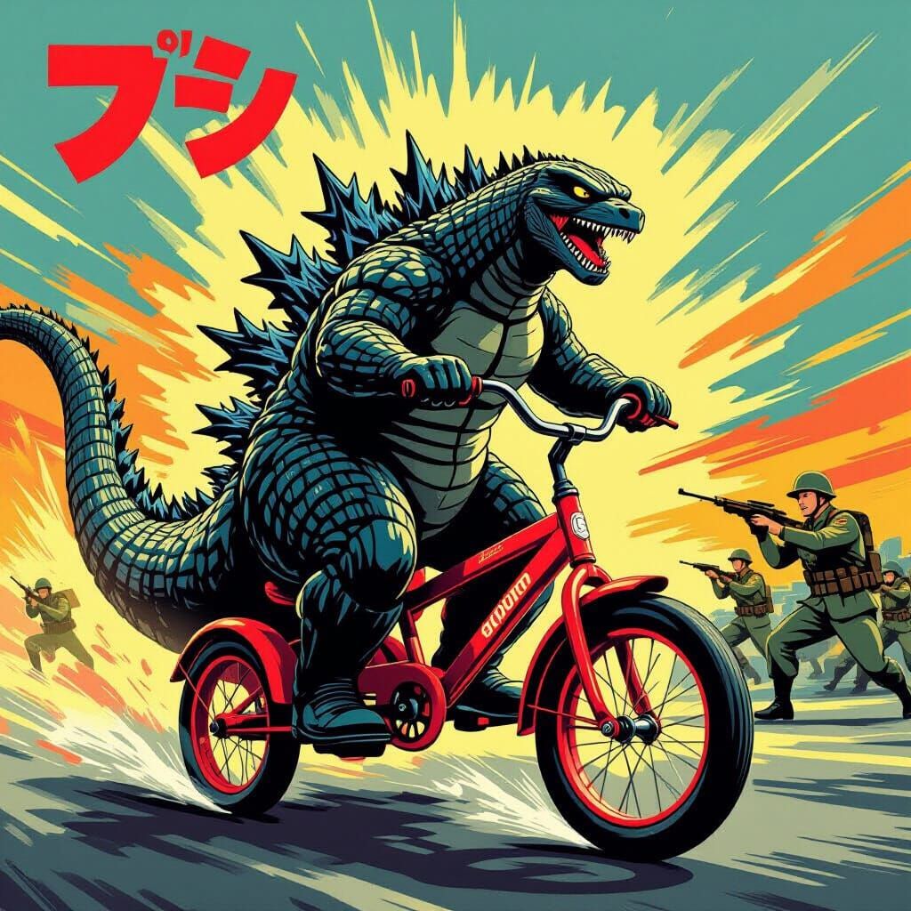Godzilla's Great Escape: A Toho-Inspired Movie Poster