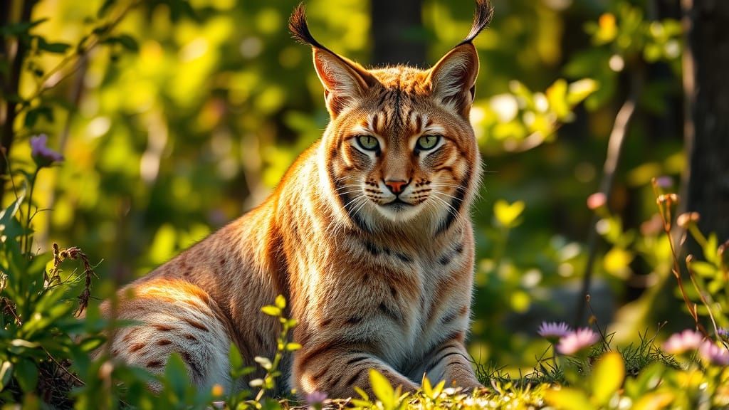 Regal Tawny Lynx in a Serene Forest Clearing