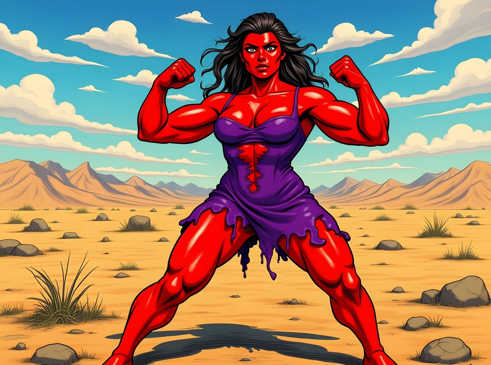 Red She-Hulk Reflection in Wasteland