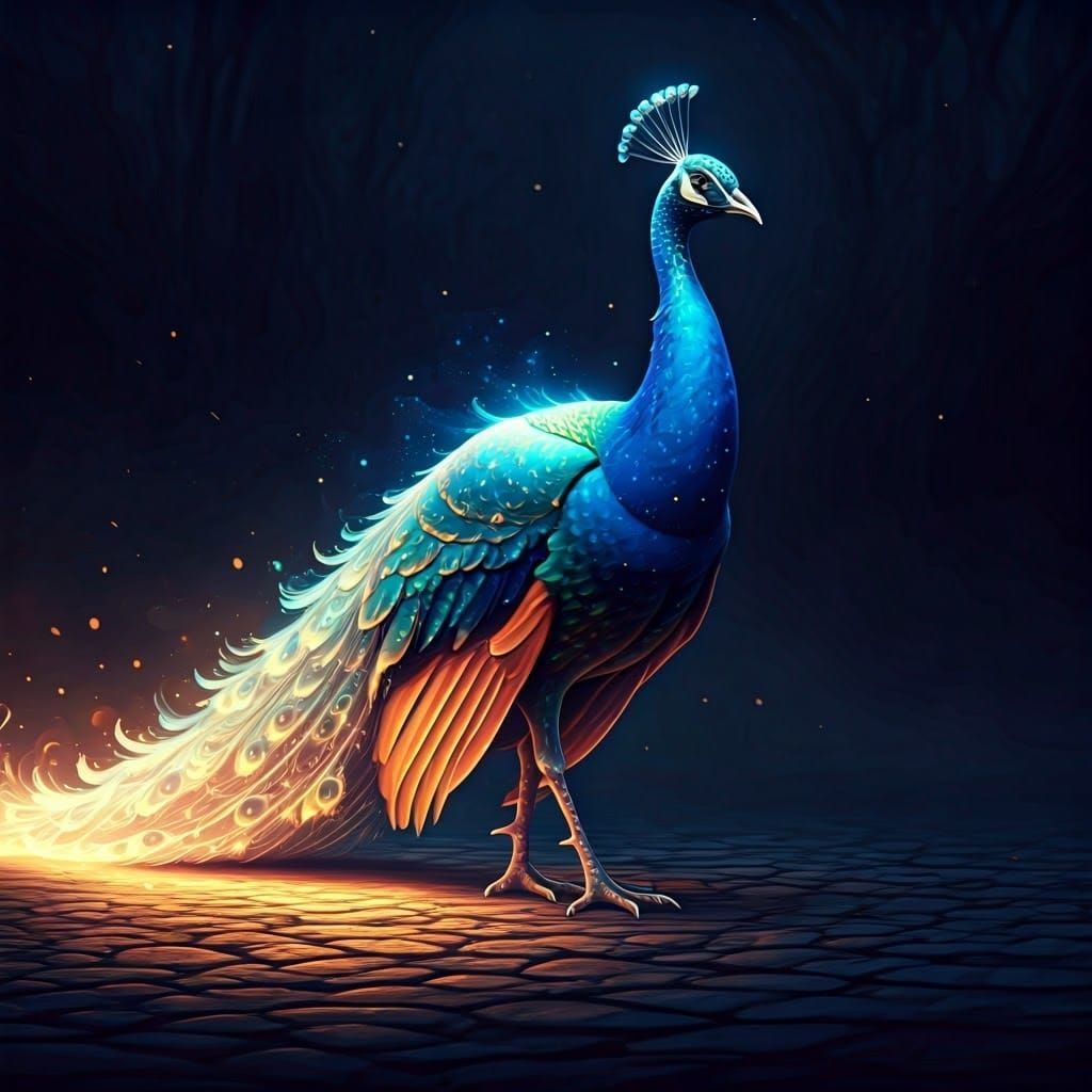 Celestial Peacock Spirit Embodies Mystical Realm