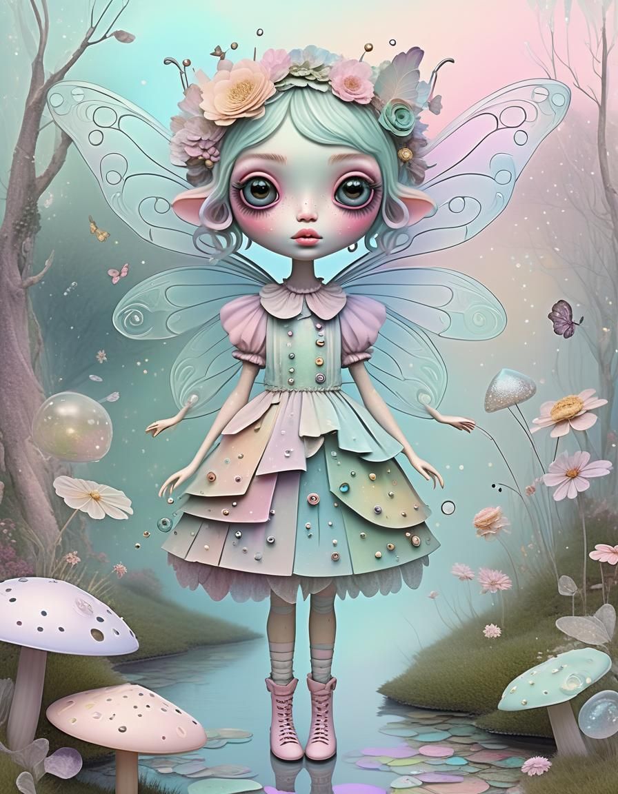 Whimsical Fairy in Dreamy Pastel Fairytale Setting