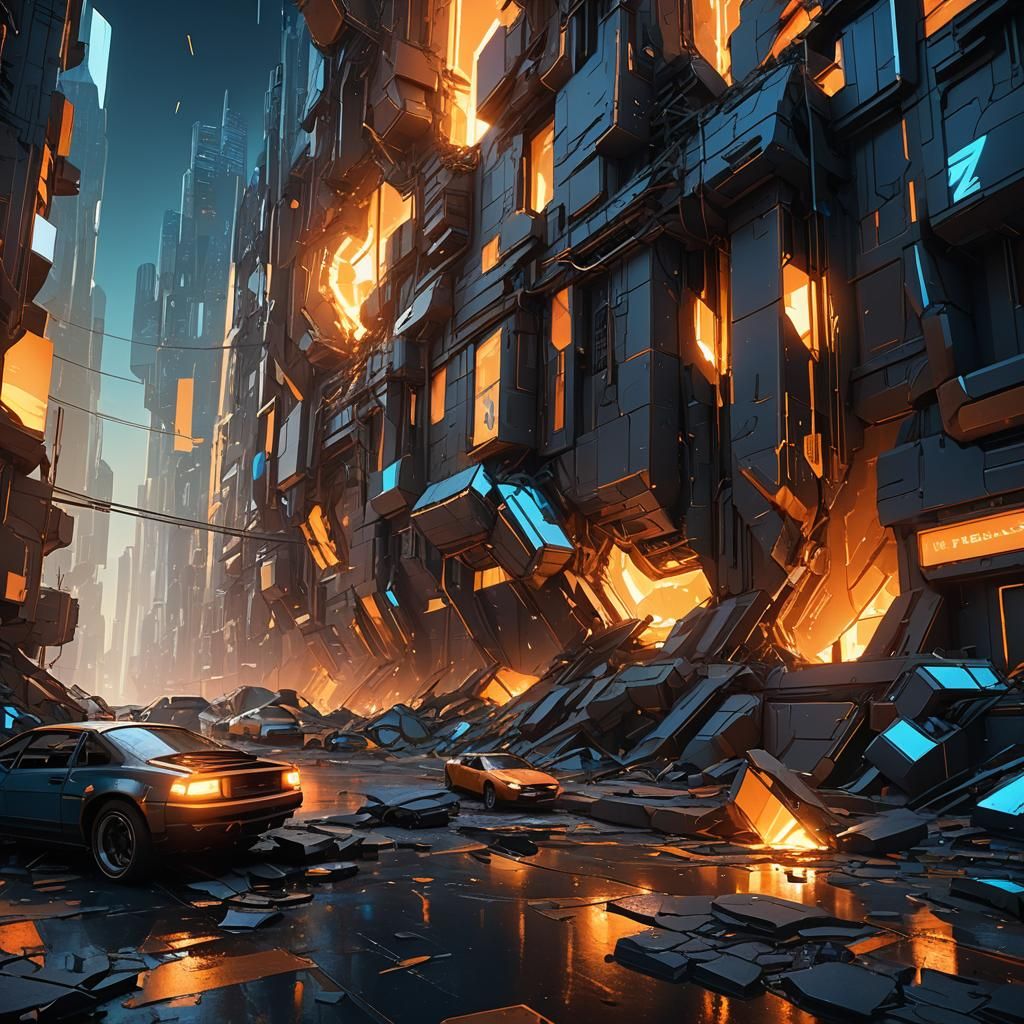 Shattered Heart with Glimmering Light: Digital Matte Paintin...