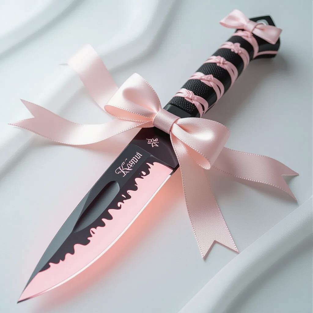 K-Pop Knife with Pink Bows and Ethereal Glow