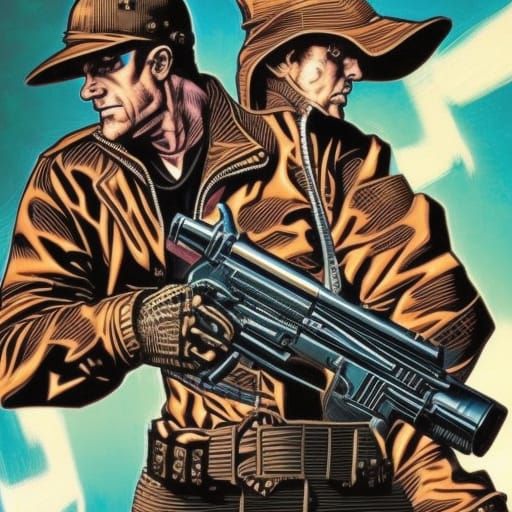 Gun in Comic Book Art Style