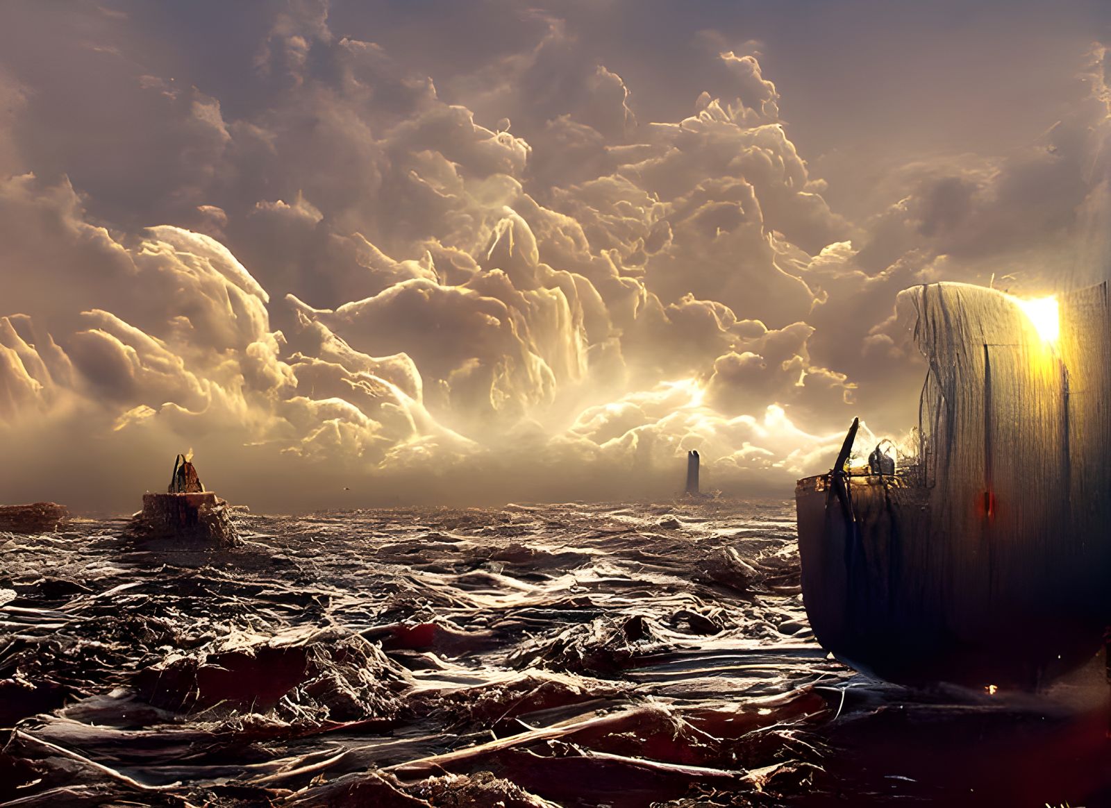 Stormy Sea Ship: Digital Matte Painting