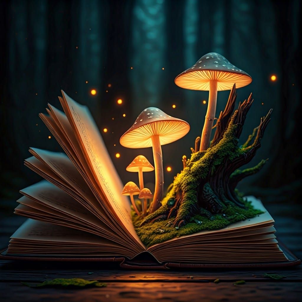 Enchanted Grimoire Reveals Miniature Mushroom Forest