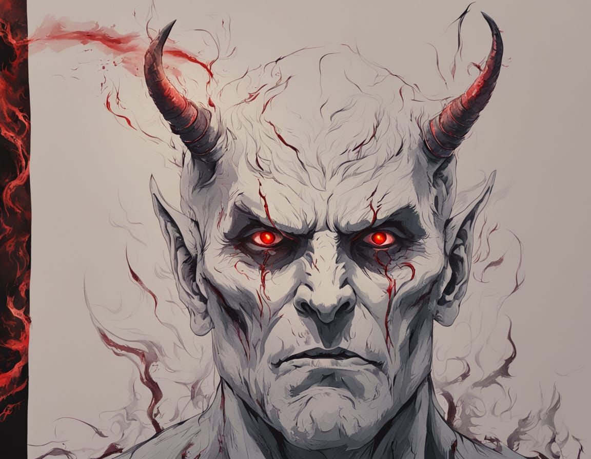 Ominous Dark Fantasy: Man Transforms into the Devil