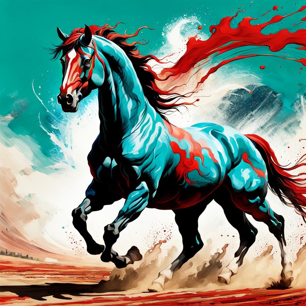 Majestic Horse Galloping: Vibrant Concept Art