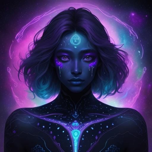 Otherworldly Figure in Deep Space by Amaringo